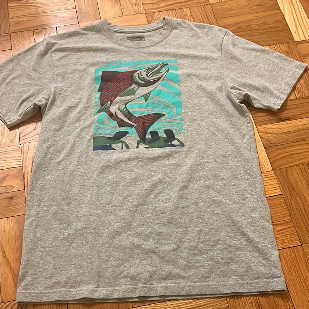 Patagonia Men’s Size Medium Back for Good Graphic Fish Print Gray T-Shirt